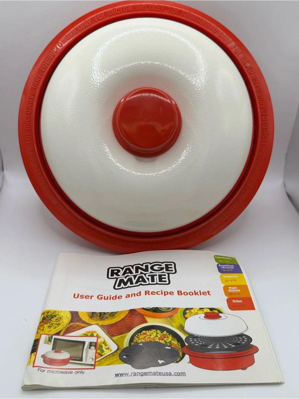 Range Mate Pro Microwave Grill Deluxe 4 Piece Pan Set Red Cooker Dorm College Gi